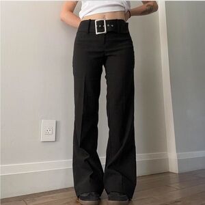 Vintage Suzy shier Black Flared Pants with Silver Buckle